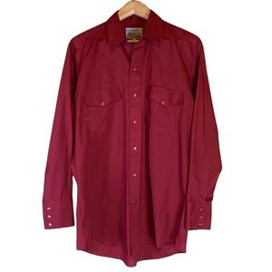 Authentic Western by CR Anthony burgundy western shirt with red pearl snaps